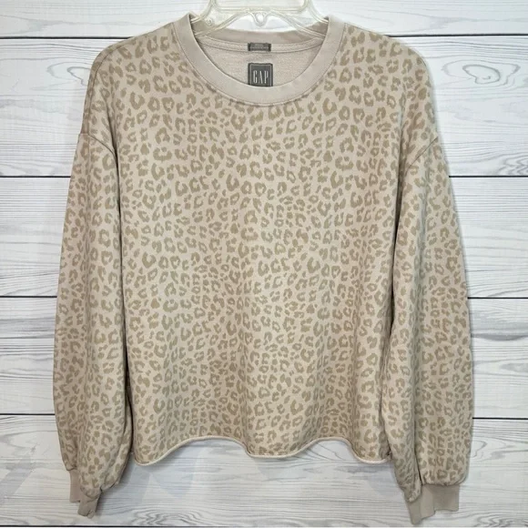 GAP leopard print oversized crop sweatshirt, size small - Picture 4 of 11